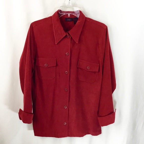 Bill Blass Red Button Frt Medium Shirt/Jacket, Shacket - Picture 7 of 7